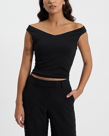 Women's Black Off The Shoulder Tops - Express Women's Black Off The Shoulder Tops - Express