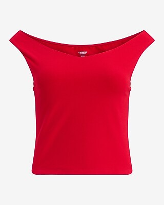 Body Contour Stretch Cotton Off The Shoulder Cropped Tee