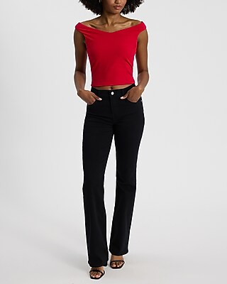 Body Contour Stretch Cotton Off The Shoulder Cropped Tee