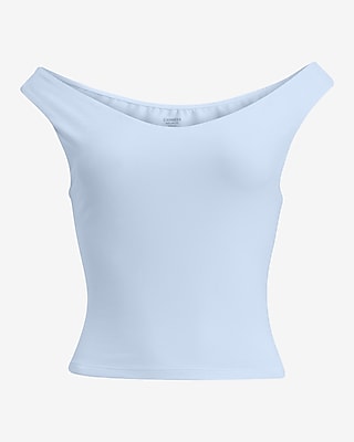 Body Contour Stretch Cotton Off The Shoulder Cropped Tee