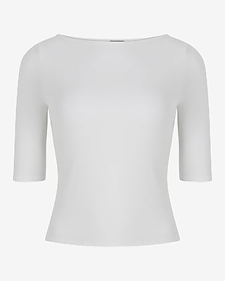 Supersoft Fitted Boat Neck Elbow Sleeve Tee - image 4