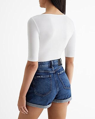 Supersoft Fitted Boat Neck Elbow Sleeve Tee - image 2