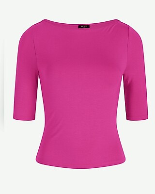 Supersoft Fitted Boat Neck Elbow Sleeve Tee - image 4