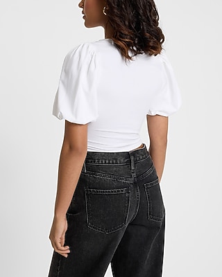 Puff Sleeve Corset Cropped Tee - image 3