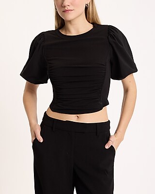 Puff Sleeve Corset Cropped Tee