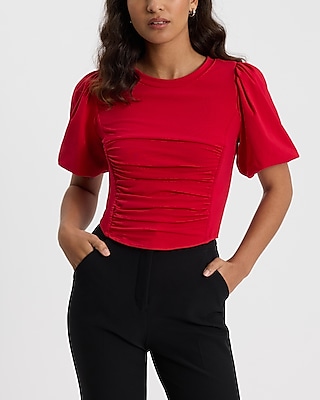 Puff Sleeve Corset Cropped Tee