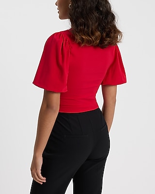 Puff Sleeve Corset Cropped Tee