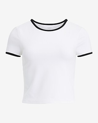 Body Contour Stretch Cotton Crew Neck Tipped Baby Tee