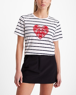 white grey and red graphic tee