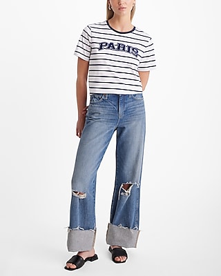 graphic tees blue and white