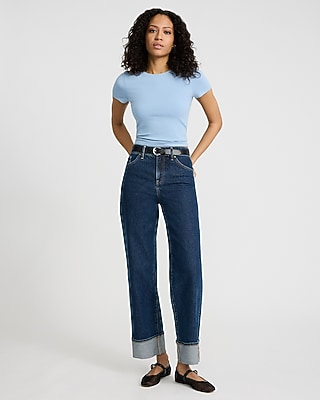 Body Contour Stretch Cotton Crew Neck Baby Tee