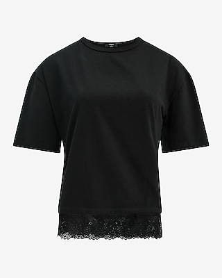 Crew Neck Lace Trim Boyfriend Tee
