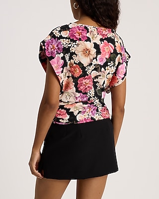 Floral Banded Bottom Short Sleeve Tee