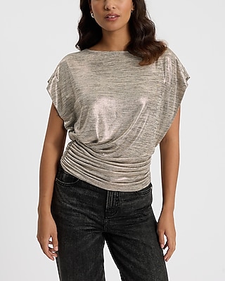 Shine Crew Neck Short Sleeve Banded Bottom Tee