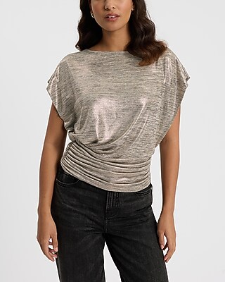 Shine Crew Neck Short Sleeve Banded Bottom Tee