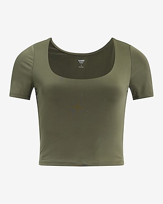 Body Contour Compression Silky Cropped Scoop Neck Tee