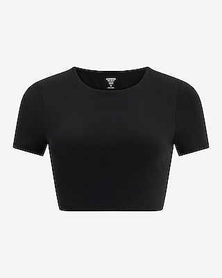 Body Contour Stretch Cotton Crew Neck Cropped Tee