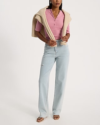 Fitted Ribbed Elbow Sleeve Henley Tee