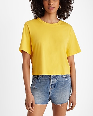 Crew Neck Short Sleeve Cropped Boyfriend Tee