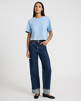 Crew Neck Short Sleeve Cropped Boyfriend Tee