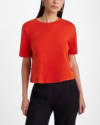 Crew Neck Short Sleeve Cropped Boyfriend Tee