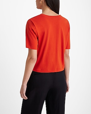 Crew Neck Short Sleeve Cropped Boyfriend Tee