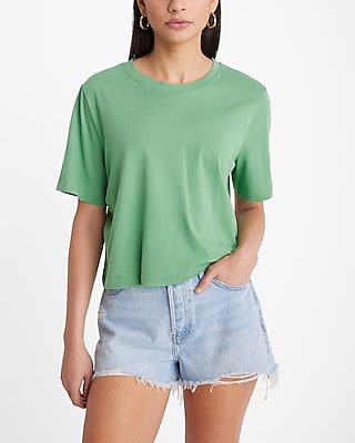 Crew Neck Short Sleeve Cropped Boyfriend Tee