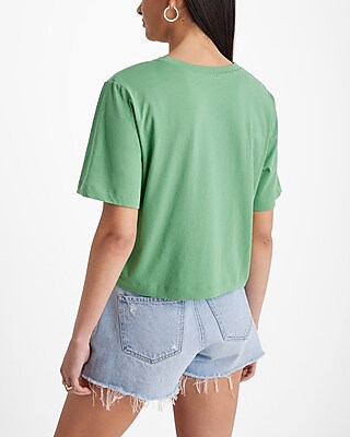 Crew Neck Short Sleeve Cropped Boyfriend Tee
