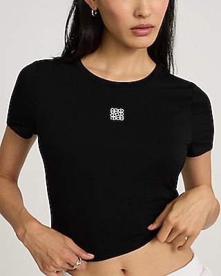 E Monogram Fitted Crew Neck Baby Tee