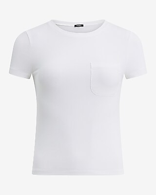 Essential Fitted Ribbed Crew Neck Short Sleeve Pocket Tee - image 4