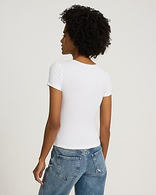 Essential Fitted Ribbed Crew Neck Short Sleeve Pocket Tee - image 2