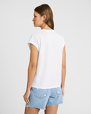 Classic V-Neck Cap Sleeve Tee