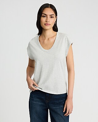 Skimming V-neck Cap Sleeve Tee