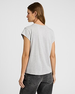 Cotton Classic Crew Neck Cap Sleeve Tee - image 3