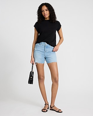 Cotton Classic Crew Neck Cap Sleeve Tee | Express
