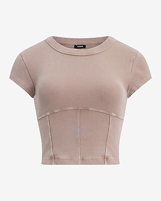 Fitted Ribbed Crew Neck Corset Baby Tee - image 4