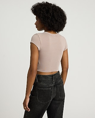 Fitted Ribbed Crew Neck Corset Baby Tee - image 2