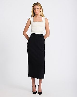 Ribbed Square Neck Ruched Crop Top