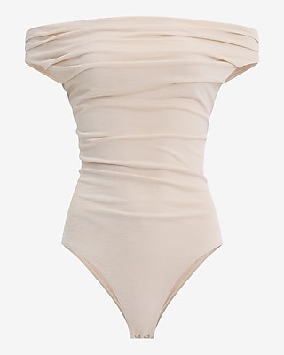Boat Neck Cap Sleeve Ruched Bodysuit