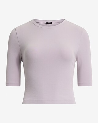 Fitted Crew Neck Elbow Sleeve Tee