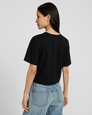 Crochet Crew Neck Short Sleeve Cropped Boyfriend Tee