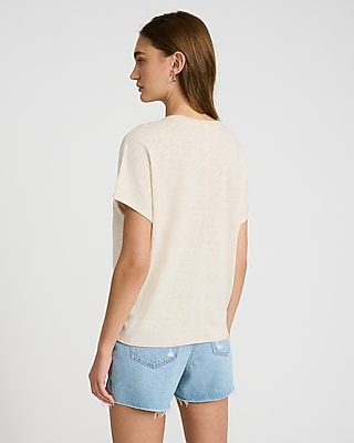 V-Neck Short Sleeve Ruched Tie Front Tee