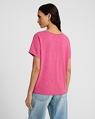 V-Neck Short Sleeve Ruched Tie Front Tee
