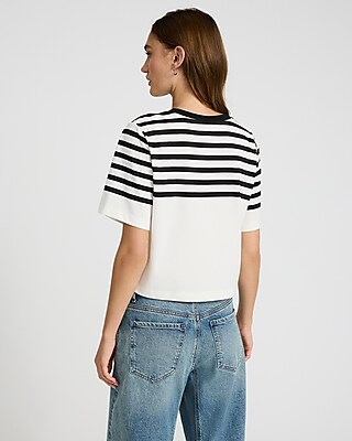 Striped Crew Neck Short Sleeve Boyfriend Tee
