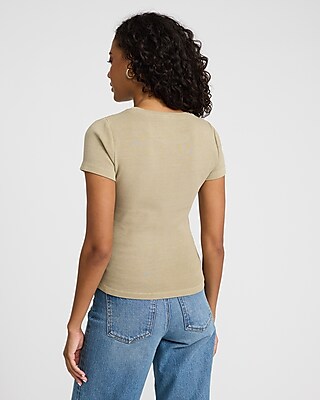 Washed Fitted Ribbed Crew Neck Short Sleeve Tee
