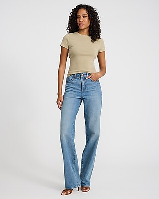 Washed Fitted Ribbed Crew Neck Short Sleeve Tee