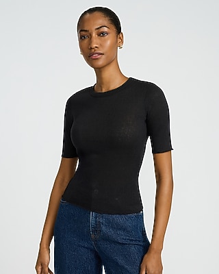 Sheer Textured Crew Neck Short Sleeve Tee