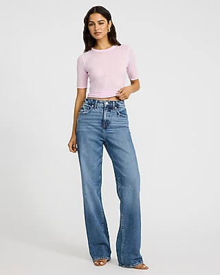 Sheer Textured Crew Neck Short Sleeve Tee - image 3