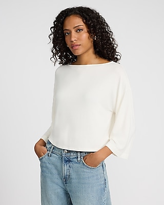 Supersoft Relaxed Boat Neck Dolman Sleeve Tee | Express