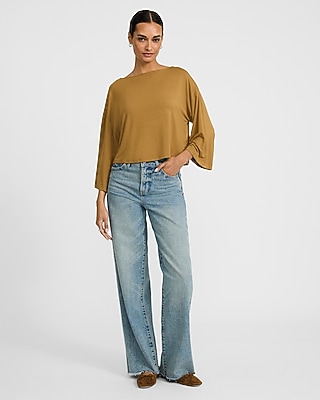 Supersoft Relaxed Boat Neck Dolman Sleeve Tee